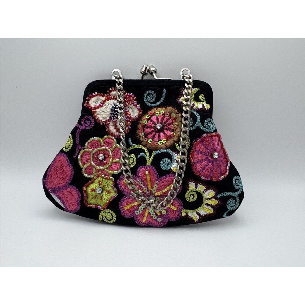 Vera Bradley 25th Anniversary Petite Purse Bag Embroidered Beaded 25 Years EUC